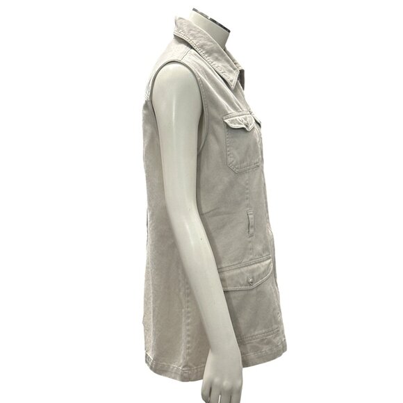 907 Company Small Utility Travel Vest Neutral Cotton Zip Front Functional - Picture 6 of 10